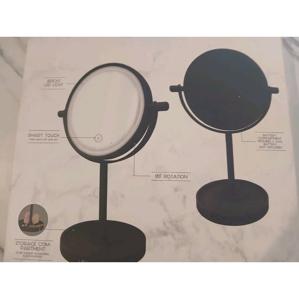 Cordless Light Up Vanity Makeup Mirror Urban Butterfly Black